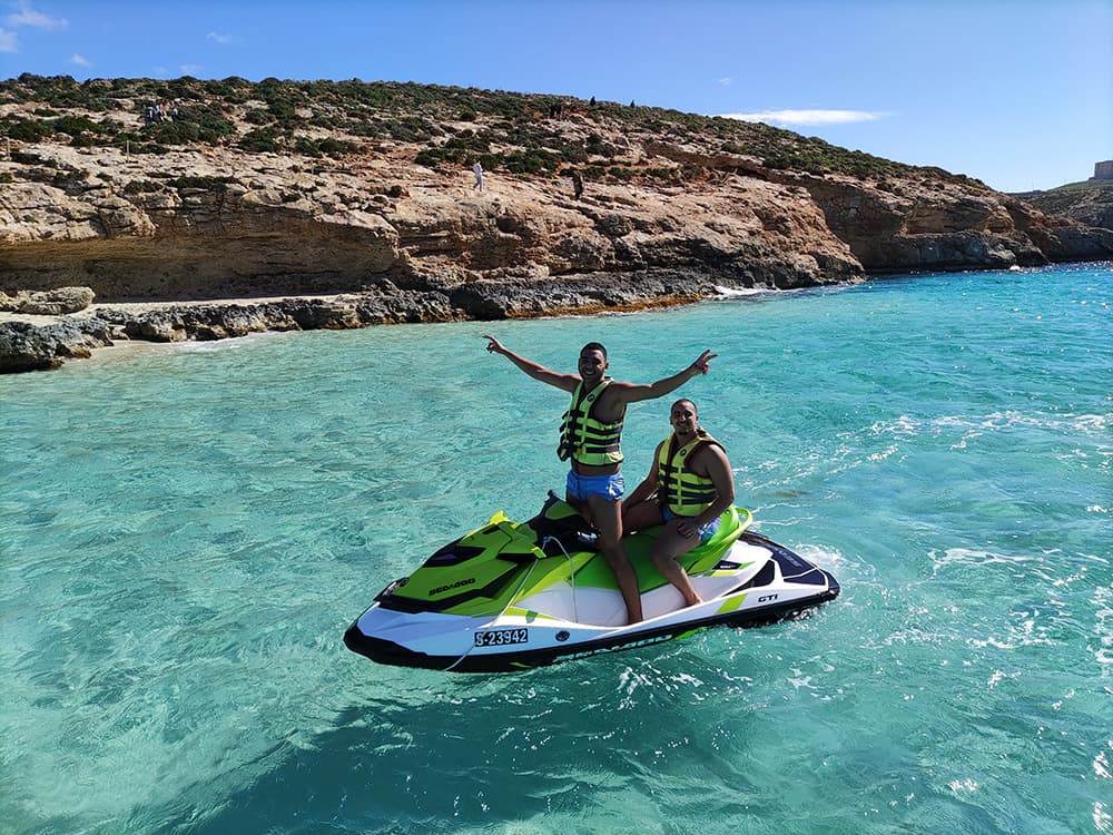 Jet ski in the Blue Lagoon, Comino, Malta